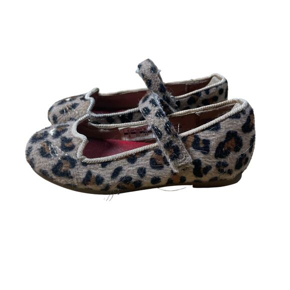 Carter's Toddler Embroidered Cat Face Leopard Print Mary Jane Shoes - Size 6 - Picture 1 of 8